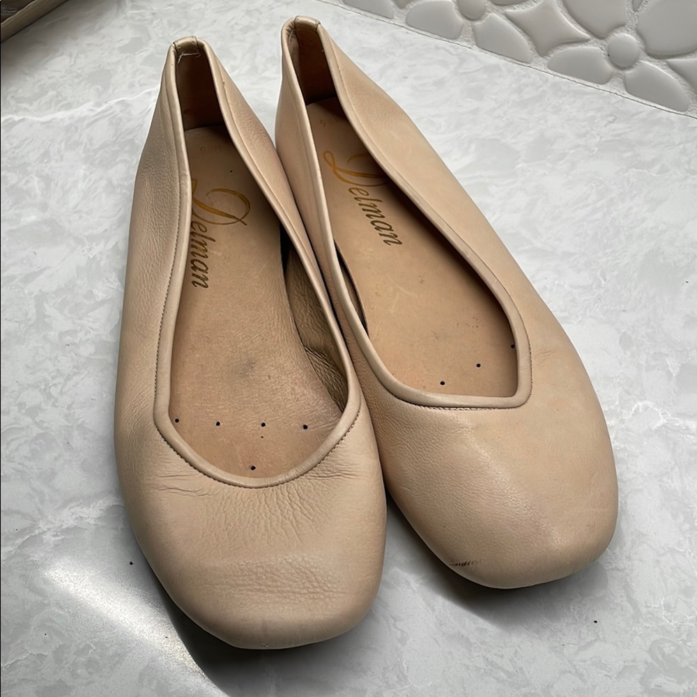 Delman Leather Light Tan Flats